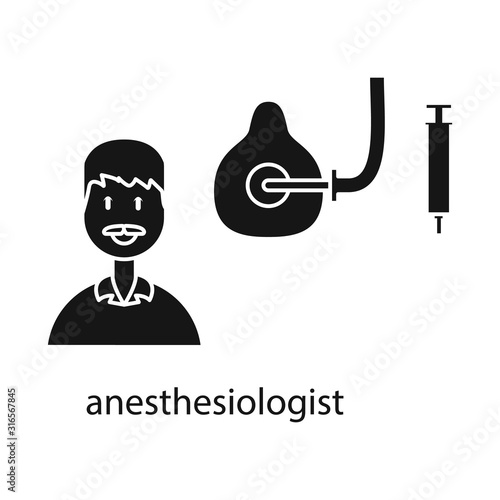 Vector design of anesthesiologist and doctor sign. Set of anesthesiologist and anesthesia vector icon for stock.