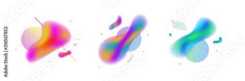 Vector fluid isolated abstract geometric purple and blue gradient shapes for modern website and graphic design on the white background. Concept of dynamic composition and liquid color element.