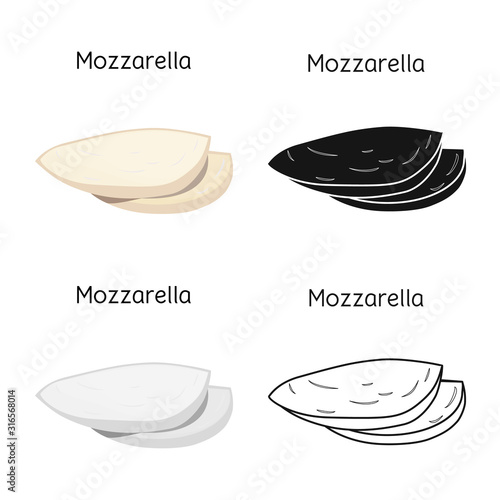 Isolated object of cheese and mozzarella logo. Graphic of cheese and piece stock symbol for web.
