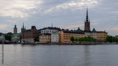City buildings on the waterfront. Evening  summer Stockholm  Sweden.