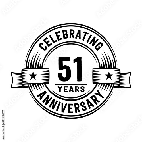 51 years anniversary celebration logotype. Vector and illustration.