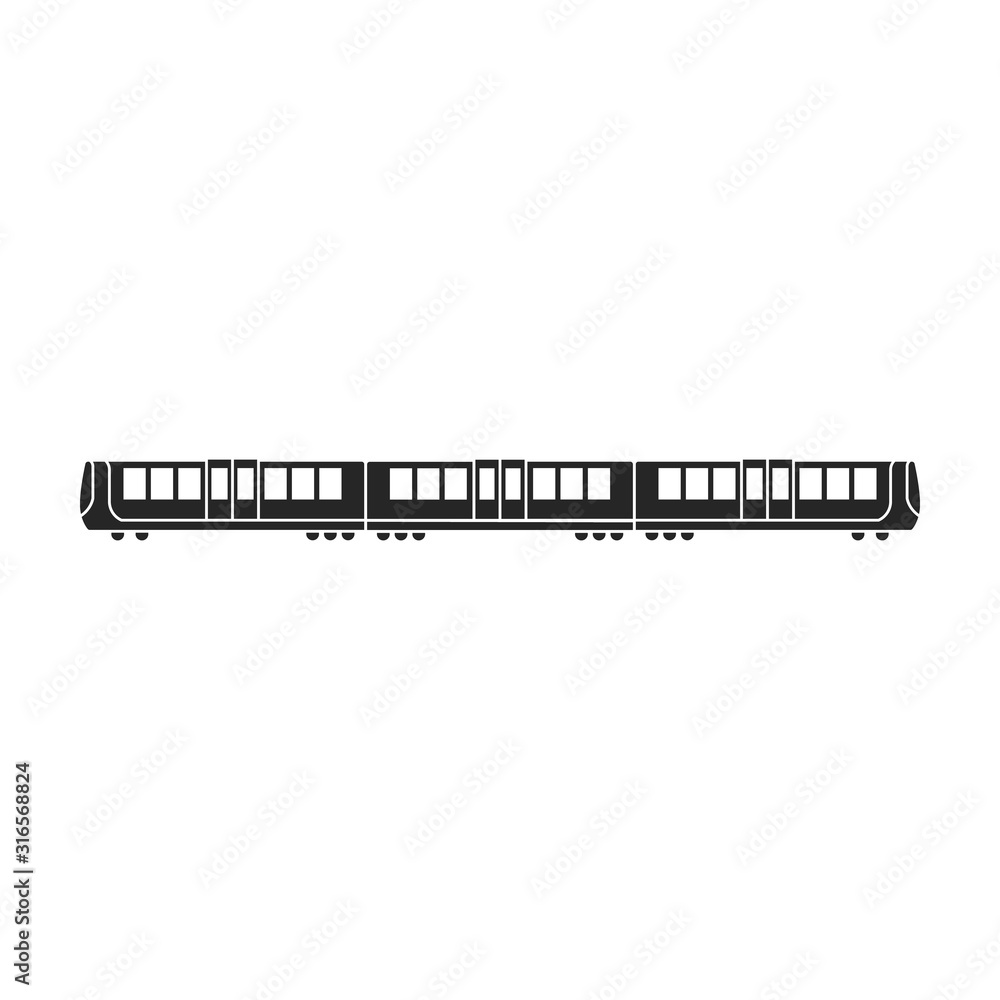 Subway train vector icon.Black vector icon isolated on white background subway train.