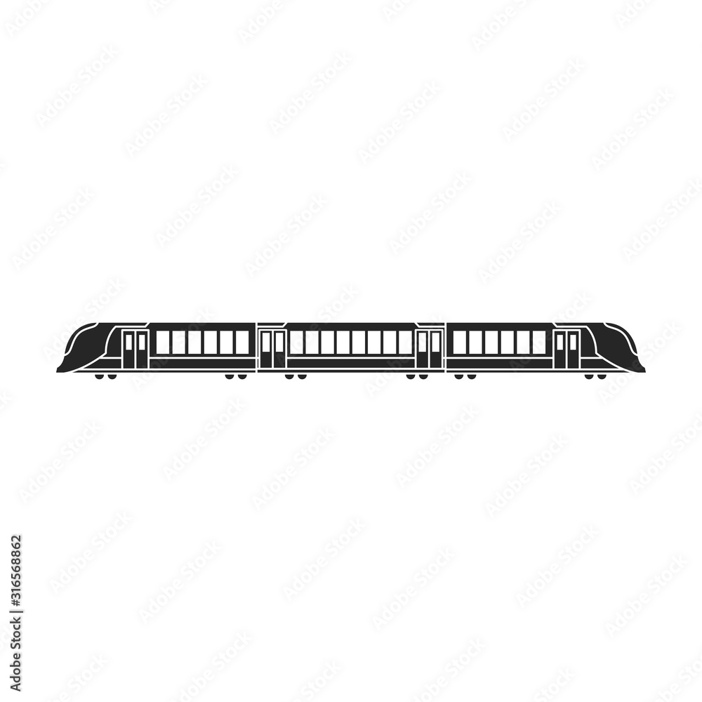 Subway train vector icon.Black vector icon isolated on white background subway train.
