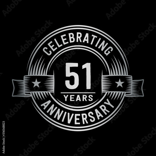 51 years anniversary celebration logotype. Vector and illustration.