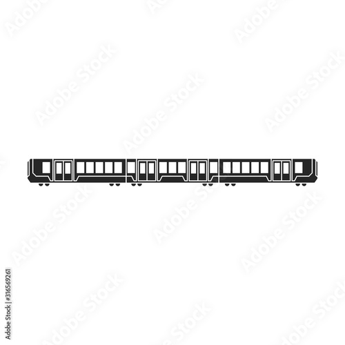 Subway train vector icon.Black vector icon isolated on white background subway train.