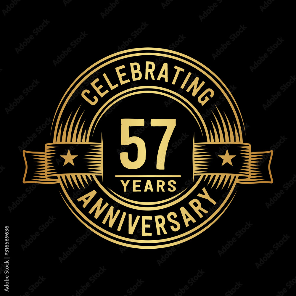 57 years anniversary celebration logotype. Vector and illustration.