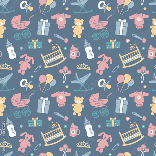 Seamless vector background on the theme of celebrating a baby shower
