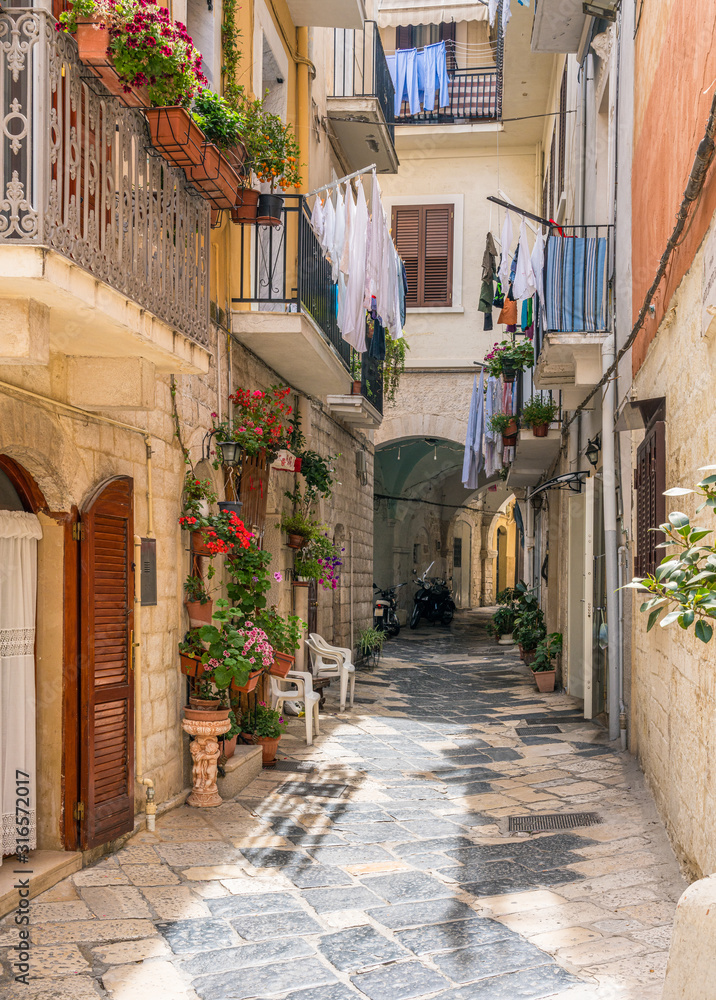 Scenic sight in old town Bari, Puglia (Apulia), southern Italy.