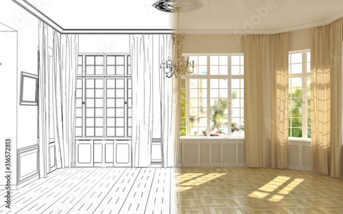 residential interior visualization  3D illustration