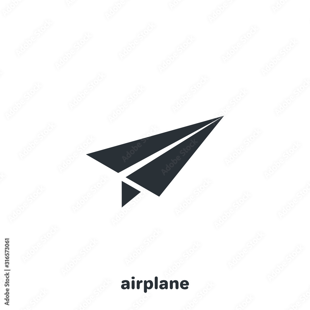 isometric vector image on a white background, black and white paper airplane icon isometric vector image on a white background, black and white paper airplane icon
