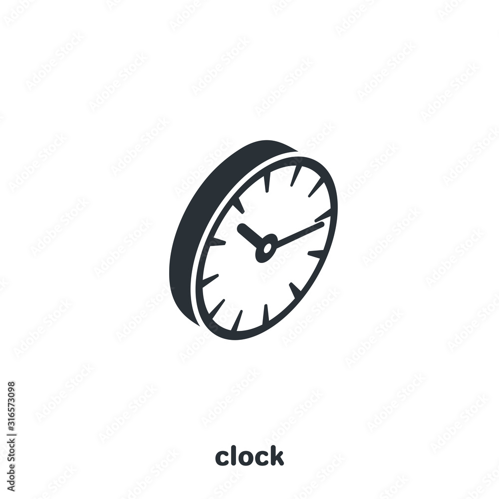 isometric vector image on a white background, black and white watch icon isometric vector image on a white background, black and white watch icon