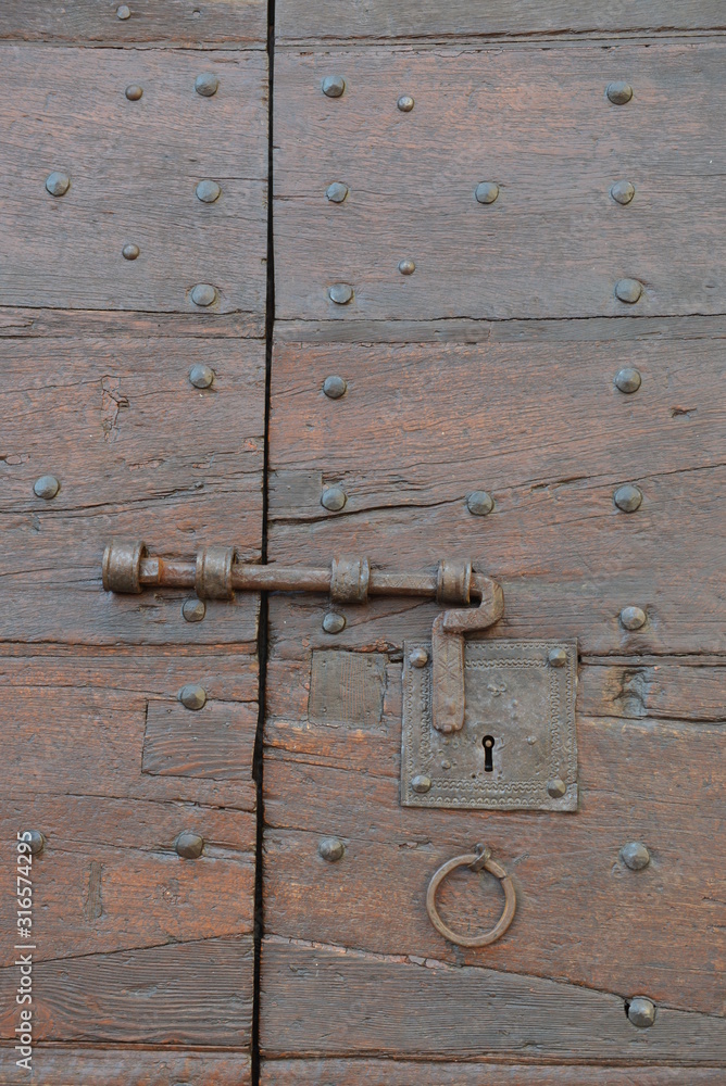 old wooden door with lock