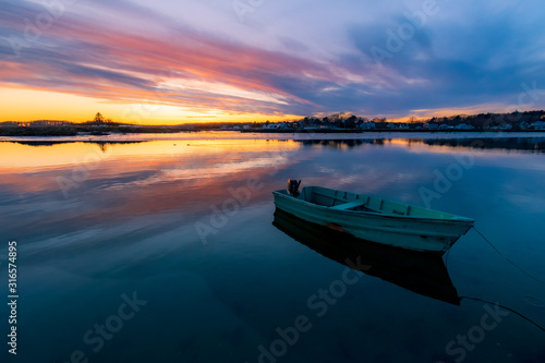 Single boat in Kennebunkport Cape Porpoise Sunset