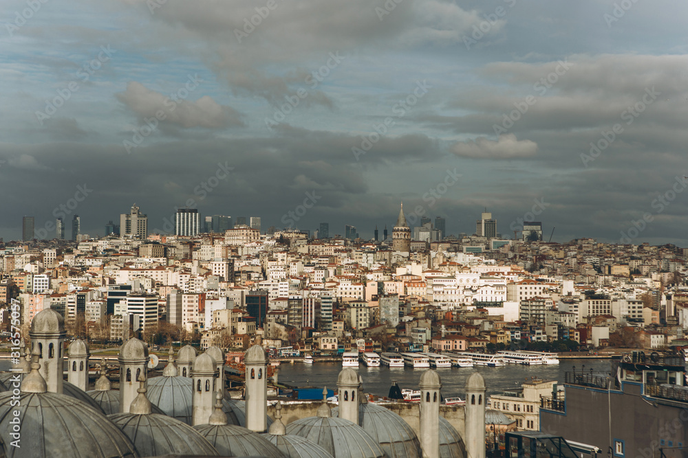 A beautiful roof top view of the architecture and urban buildings of Istanbul in Turkey A beautiful roof top view of the architecture and urban buildings of Istanbul in Turkey