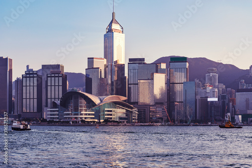 Evening city view of Hong Kong island. photo