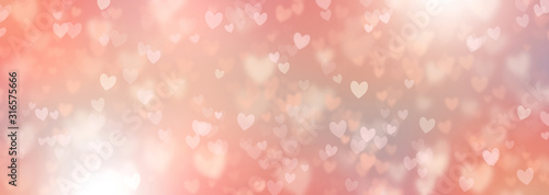 Hearts Abstract Background in Pink Pastel colors. Happy Valentine's Day Banner. Hearts bokeh. Love pattern. Spring tones Valentines Day Poster