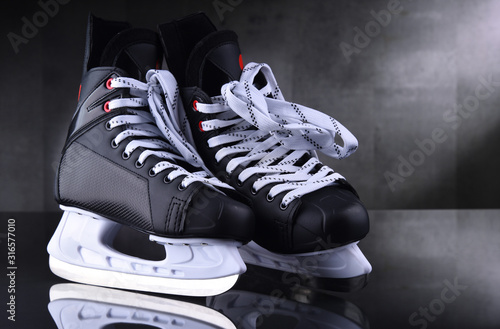 Photography Pair of ice hockey skates