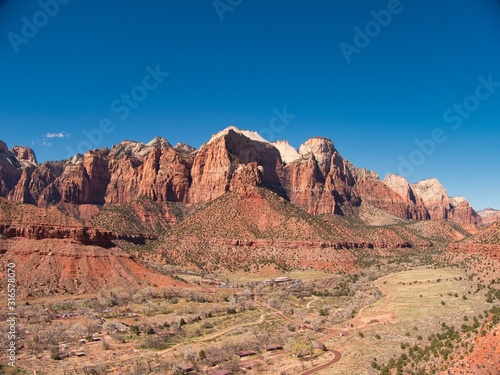 Zion Canyon, with the virgin river, Zion National Park, Utah, USA