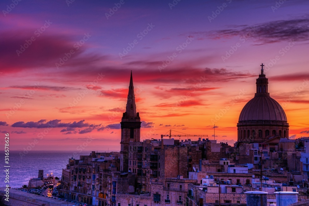 Naklejka premium Carmelite church Our Lady of Mount Carmel in Valletta, Malta.