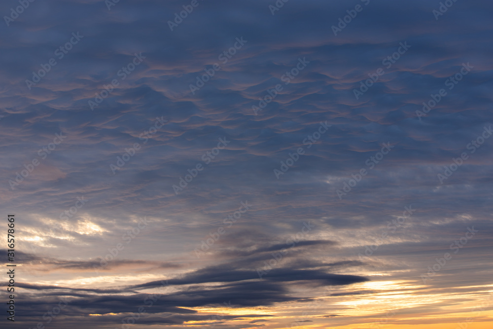 Cloudscape at sunset over the Uetliberg, Switzerland, Europe