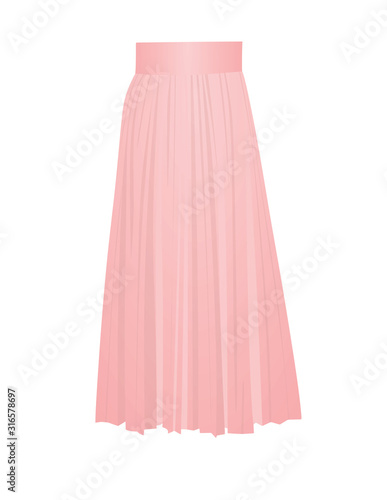 Pink pleated skirt. vector illustration