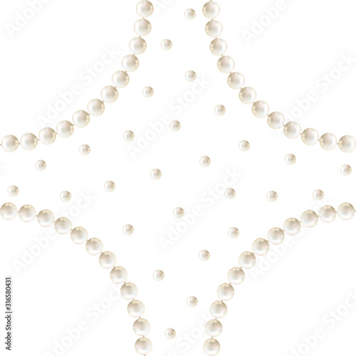 Pearls. White background. Abstract vector illustration. Seamless pattern.