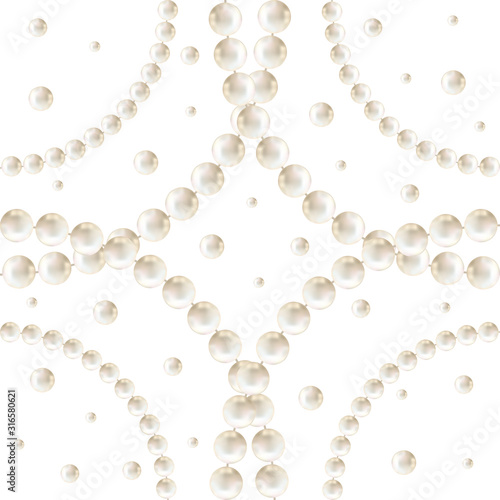 Pearls. White background. Abstract vector illustration. Seamless pattern.