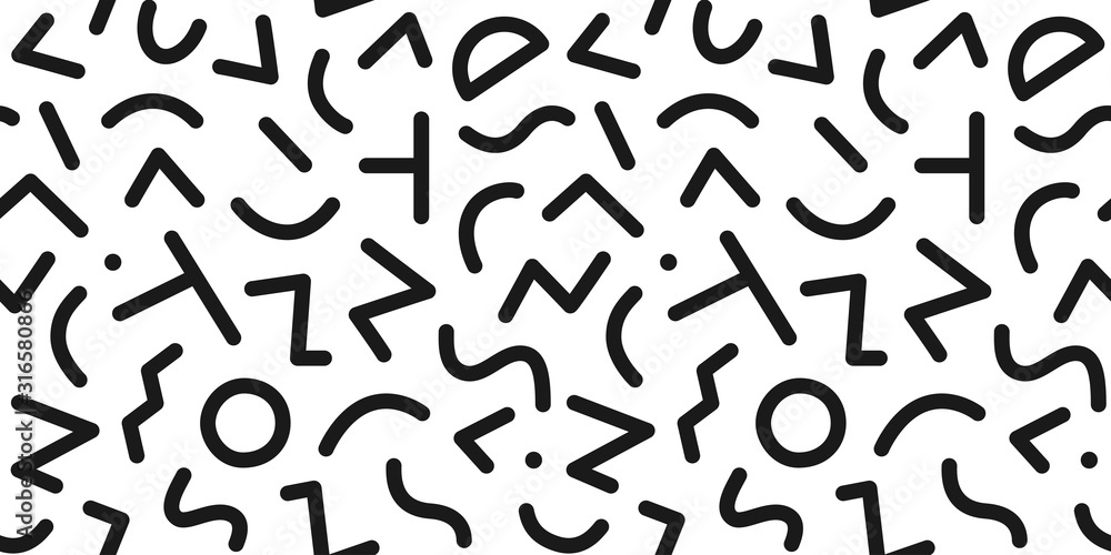 Black and white seamless geometric pattern. Hipster Memphis style. Black and white seamless geometric pattern. Hipster Memphis style.