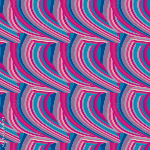 Abstract seamless pattern with curved stripes. Vector background