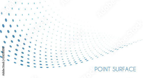 Minimal point surface. Blue dots on white background. Simple pattern photo