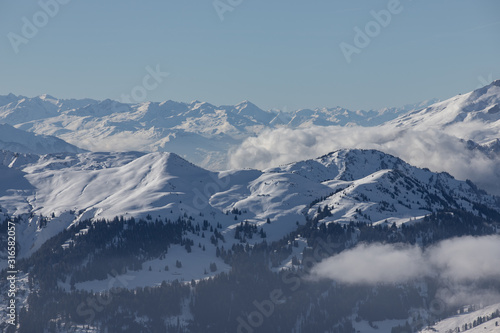 Mountain view from the top of Chruez mountain  Luzein  Switzerland  Europe