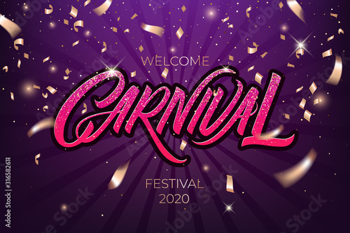 Colorful, vibrant carnival poster. Greeting card festival of music and dance. Vector background for holiday poster.