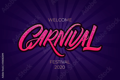 Colorful, vibrant carnival poster. Greeting card festival of music and dance. Vector background for holiday poster.