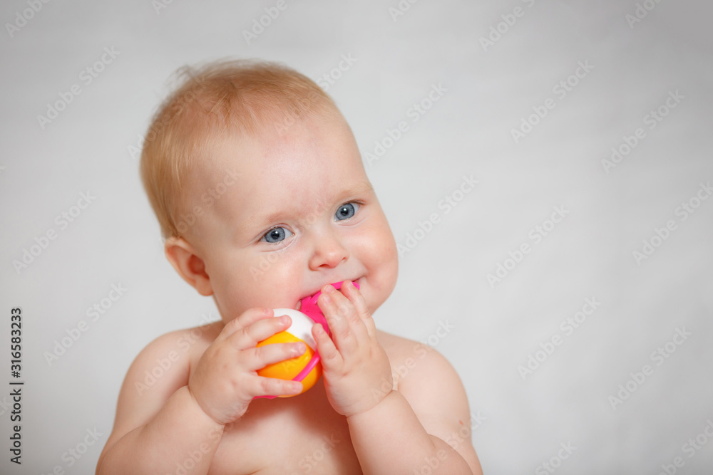 Cute Baby Play With Toy Indoor Copy Space Portrait Cute Baby Play With Toy Indoor Copy Space Portrait