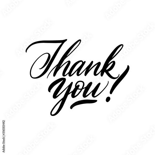 Lettering thank you wrote by brush. Thank You calligraphy.