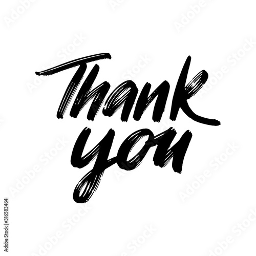 Lettering thank you wrote by brush. Thank You calligraphy.