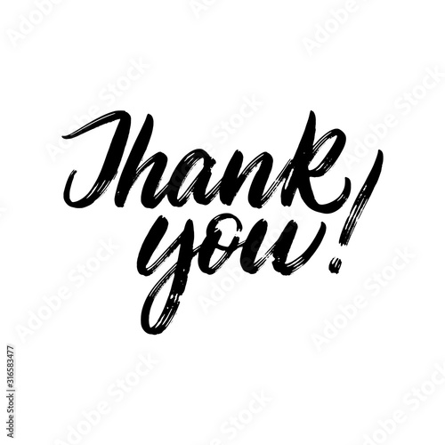 Lettering thank you wrote by brush. Thank You calligraphy.