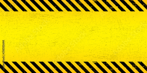 Black Stripped Rectangle on yellow background. Blank Warning Sign. Warning Background. Template. Vector illustration EPS10.