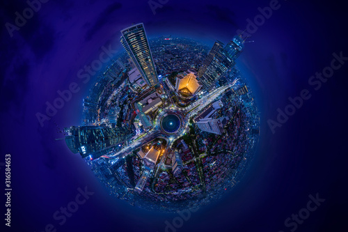 Spherical view of Hotel indonesia and BCA tower photo