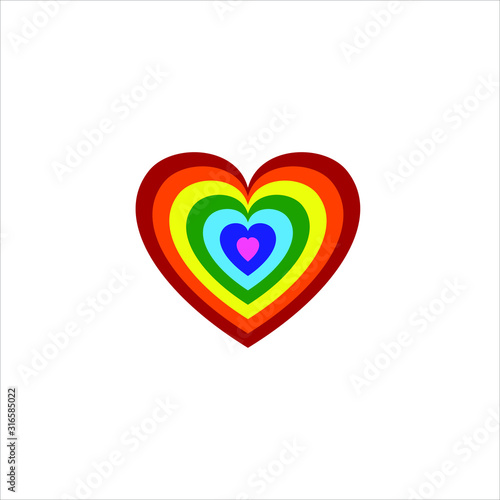 Heart logo design template. Happy valentines day vector. rainbow color graphic concept