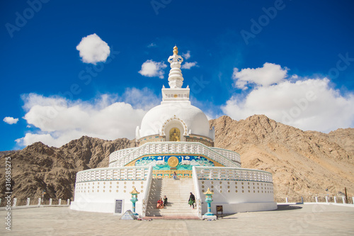 world peace pagoda in leh, ladakh photo