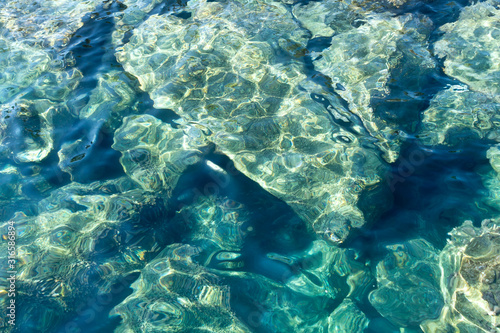 Transparent sea water and undersea background
