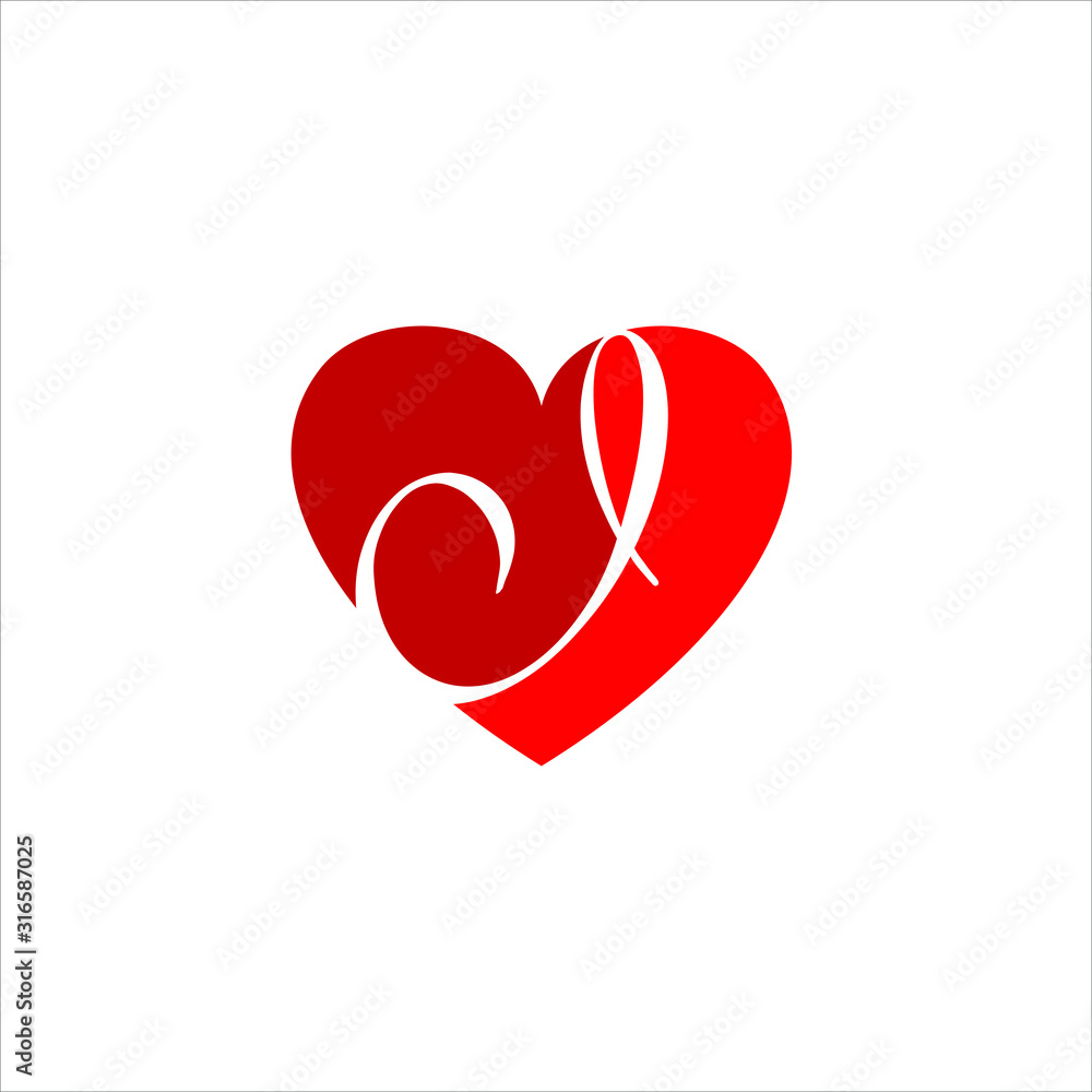 Heart logo vector template. Happy valentines day design. Graphic modern i letter heart sign Heart logo vector template. Happy valentines day design. Graphic modern i letter heart sign