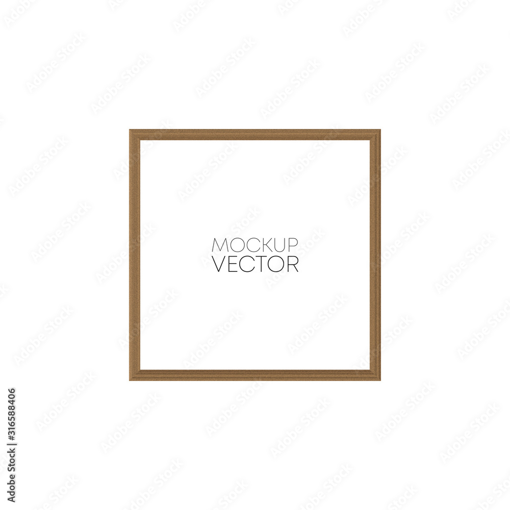 Mockup blank wood frame on the wall vector illustration Mockup blank wood frame on the wall vector illustration