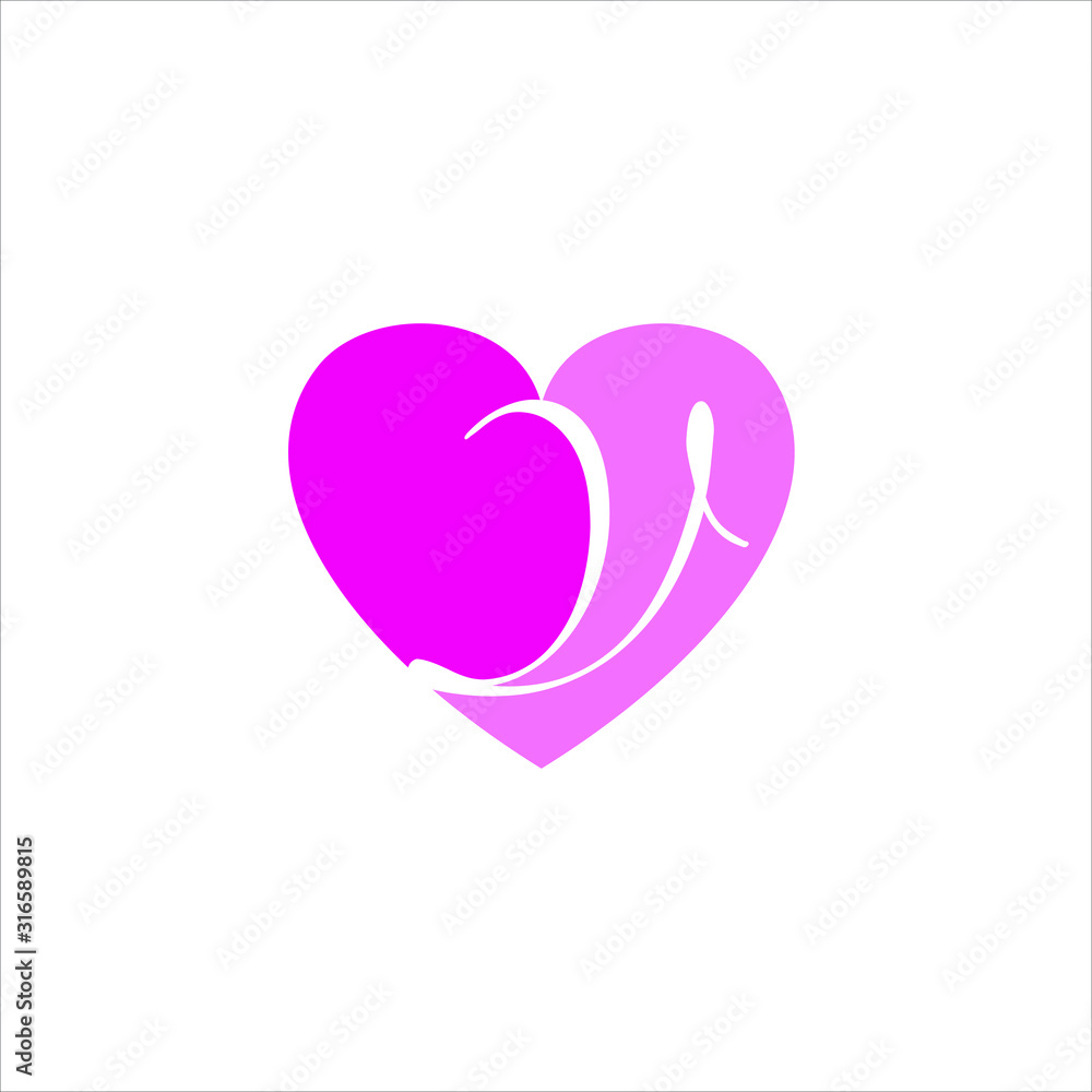 Heart logo vector template. Happy valentines day design. Graphic modern v letter heart sign