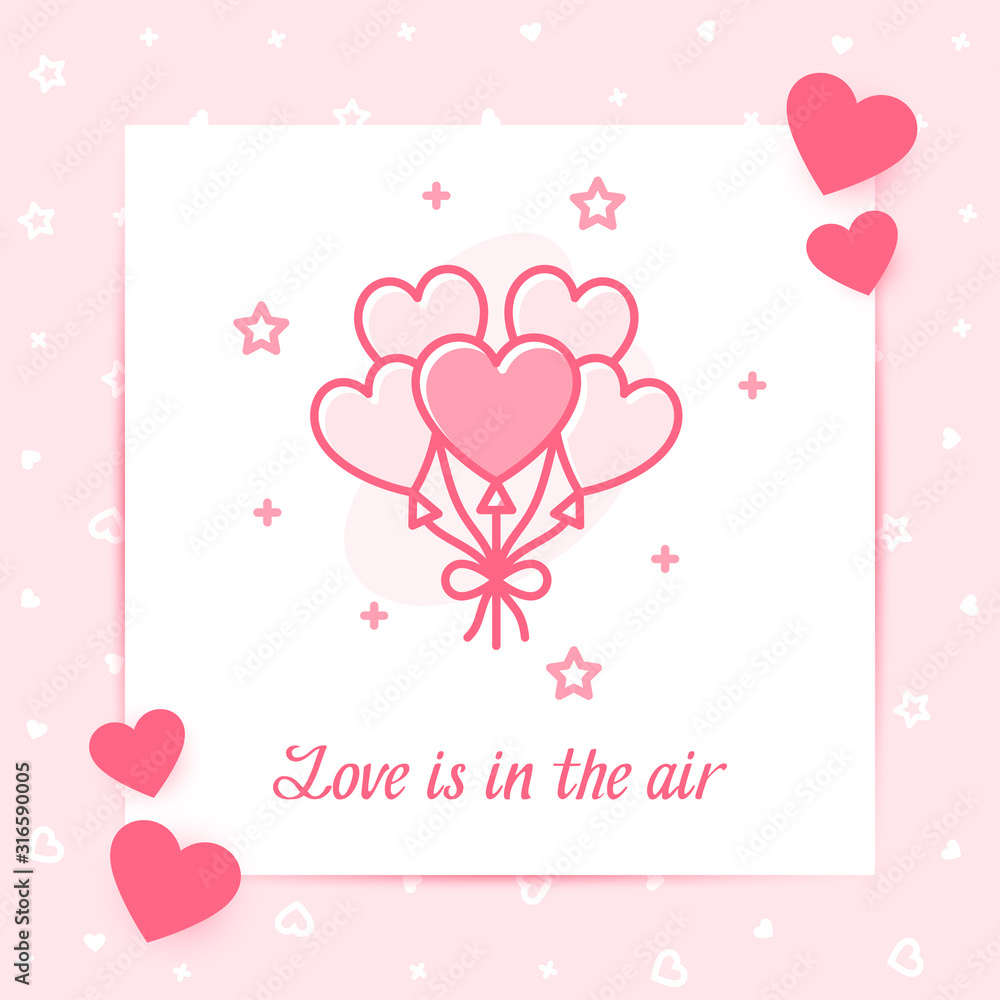 Heart ballons valentine card Love text icon vector