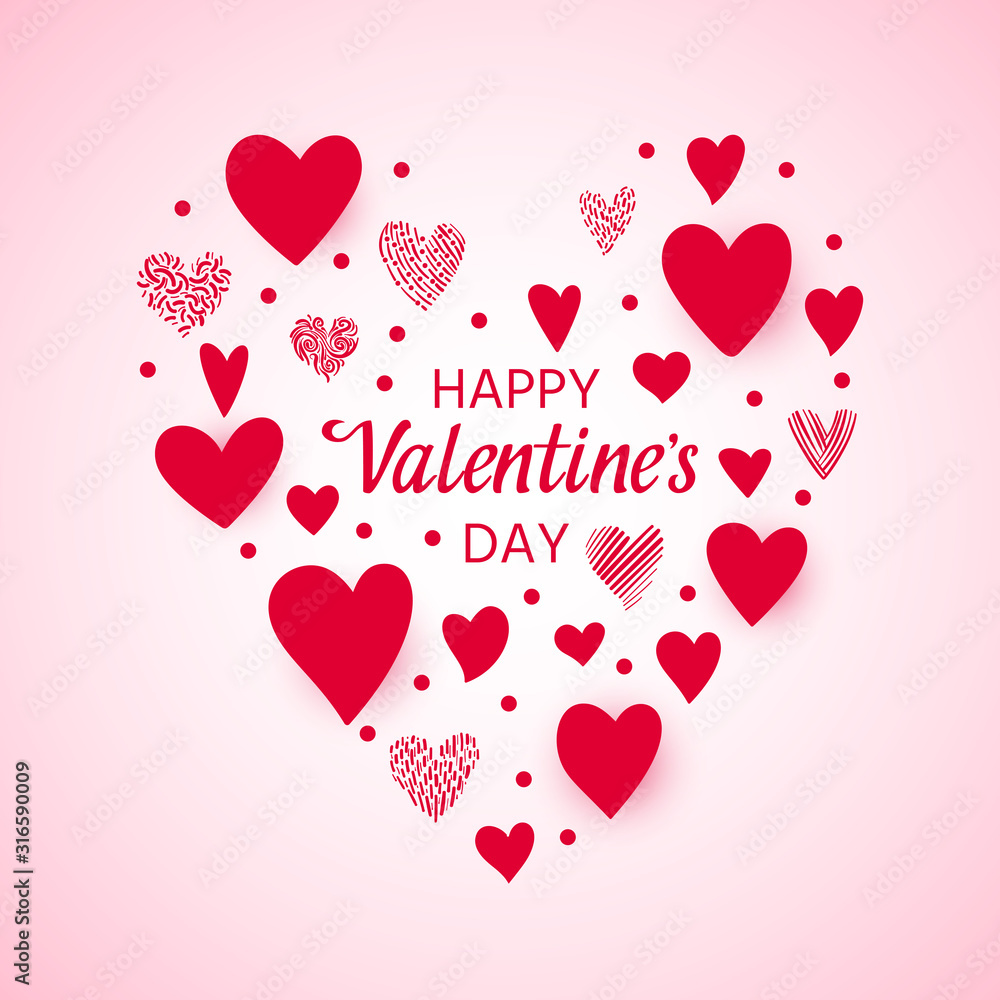 Happy valentines day card heart love text vector