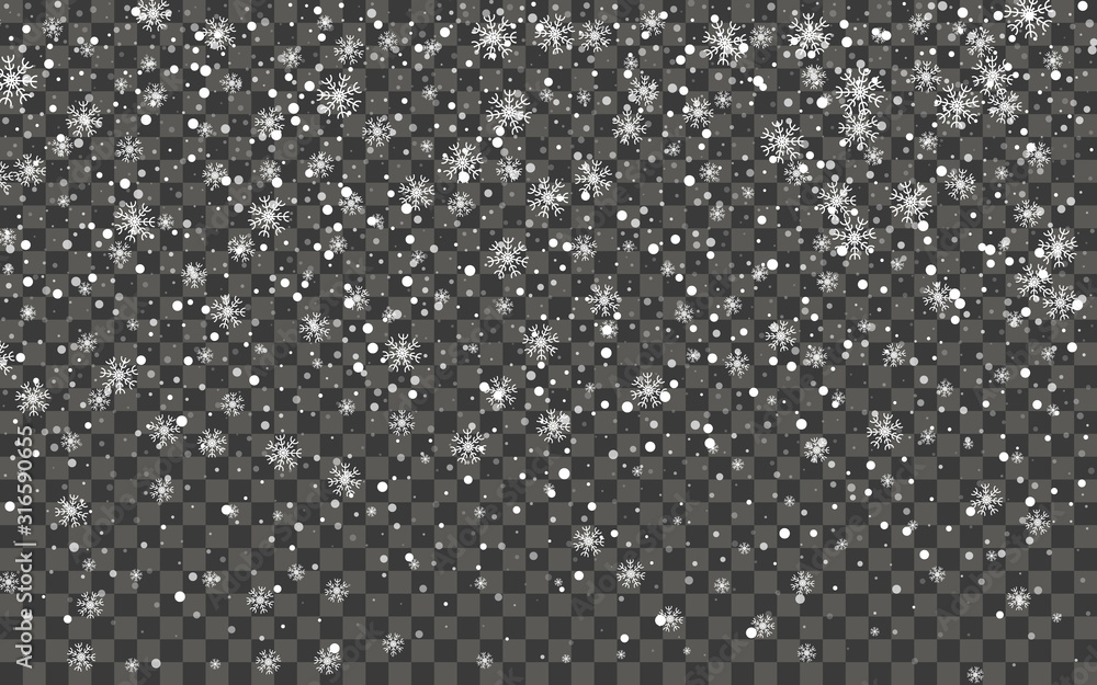 Snowfall and falling snowflakes Snowfall and falling snowflakes