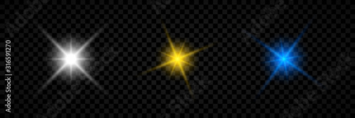 Set of three light effect of lens flares
