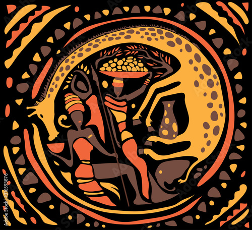 Abstract African Art, circle Shape (Vector Art)